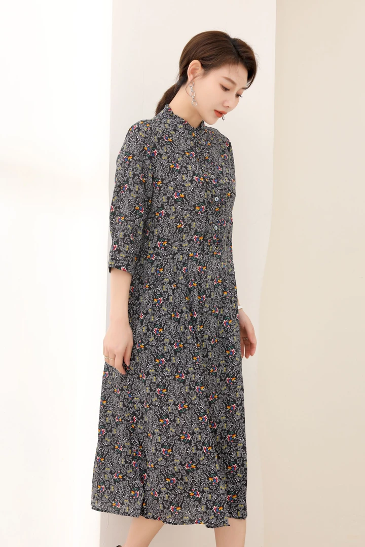 【100%桑蚕丝】19姆米双绉连衣裙-58589