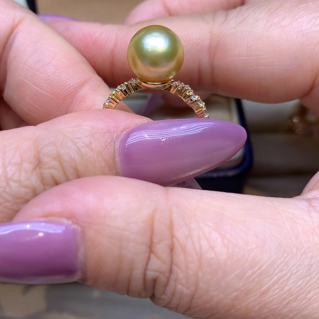 银S925镶嵌戒指海水珍珠