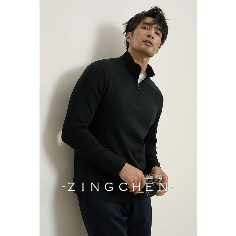 【保暖空气绒】ZINGCHEN户外风半高领拉链卫衣 男士秋冬加绒卫衣