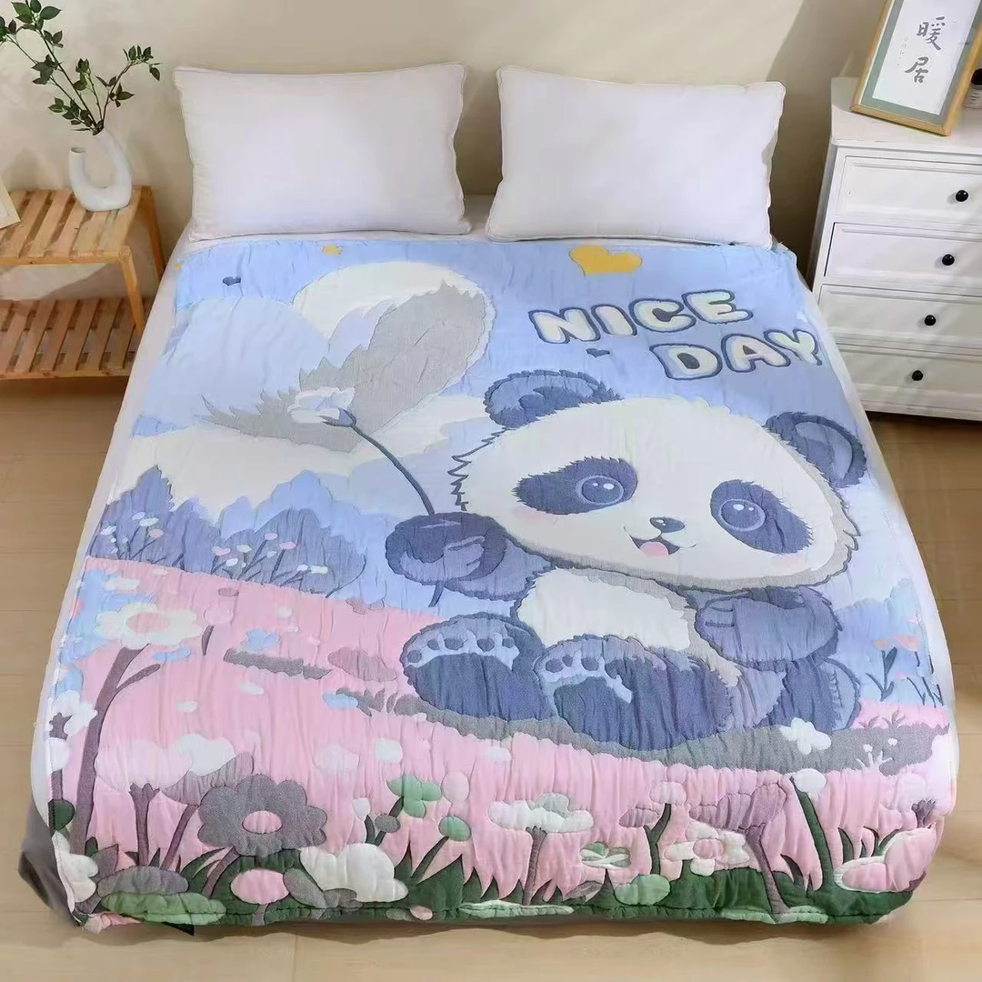 【美好熊猫】原版150X200多层纱棉被纯棉柔软透气亲肤泡芙被