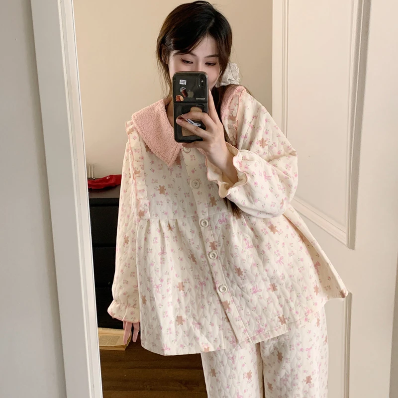 空气棉月子服12-1月份产妇秋冬季纯棉产后加厚孕妇睡衣哺乳喂奶衣