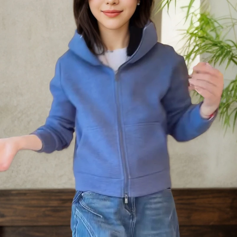 【极简外套】秋冬百搭显瘦极简光版宽松连帽卫衣外套LK2508399