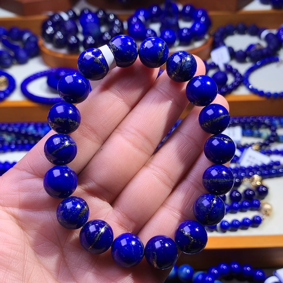 青金石未镶嵌手串11m高品腰缠万贯一线金3762