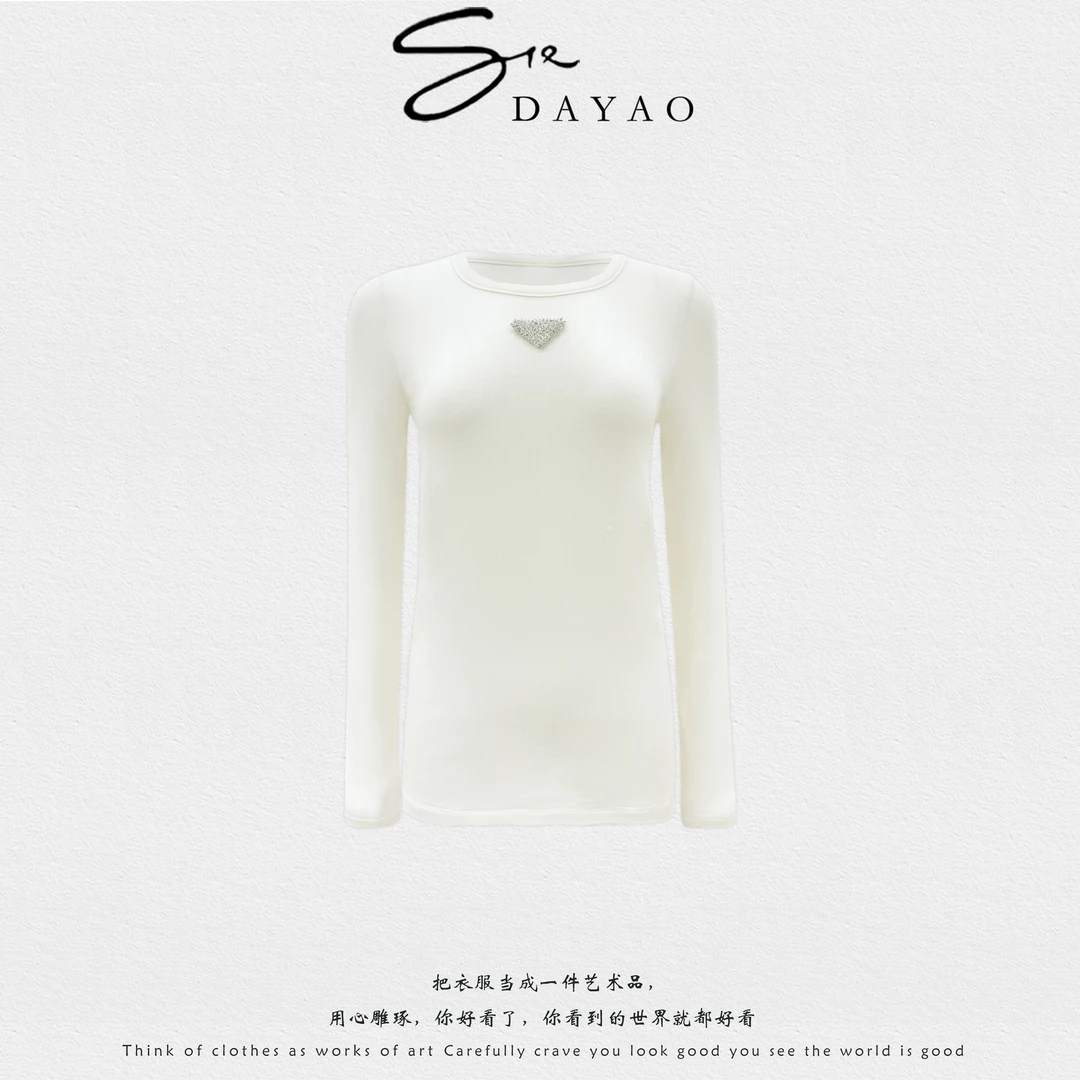 「DAYAO」25S新款气质百搭名媛长袖套头修身型圆领打底T恤WYA25992