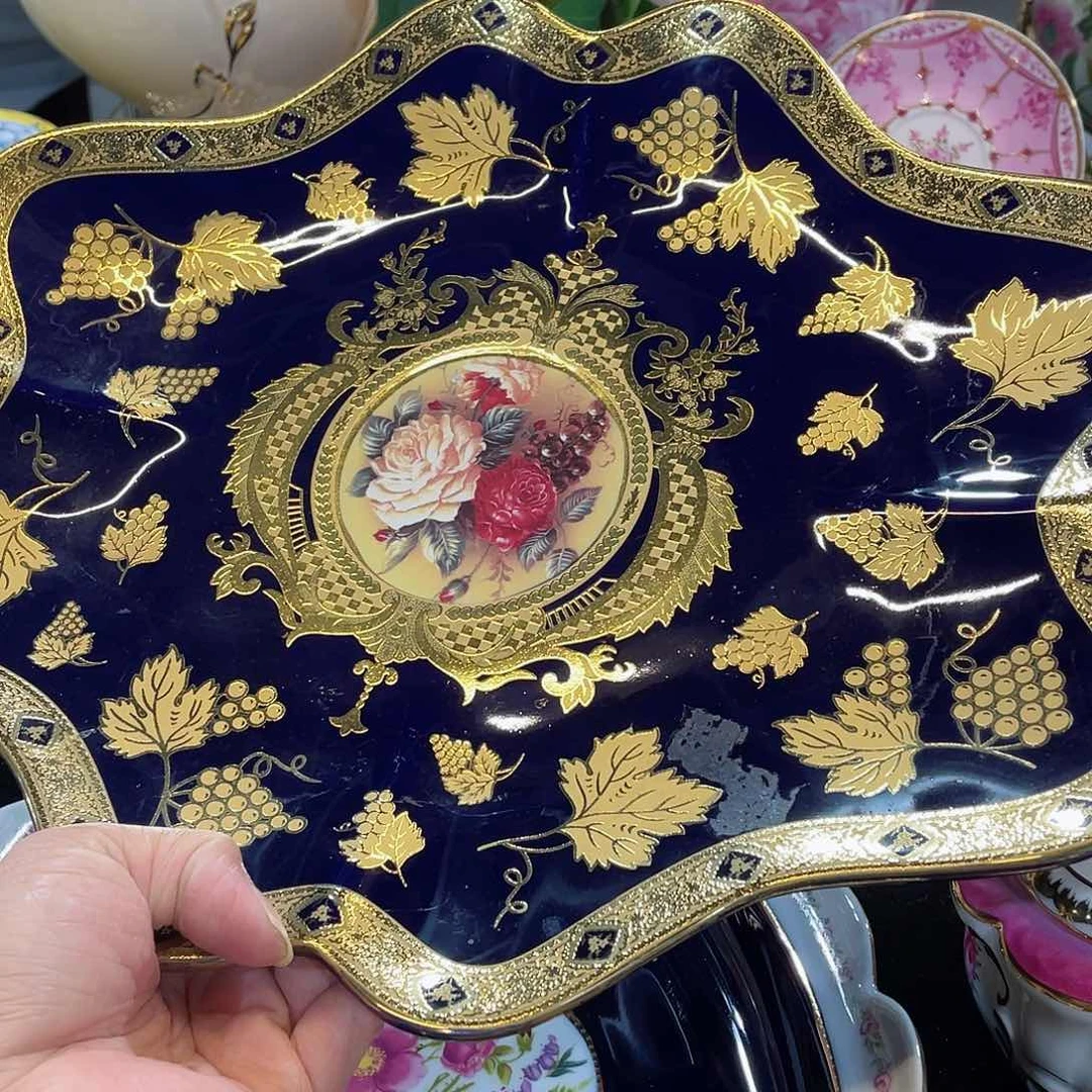 摆件钻蓝色大盘子特价