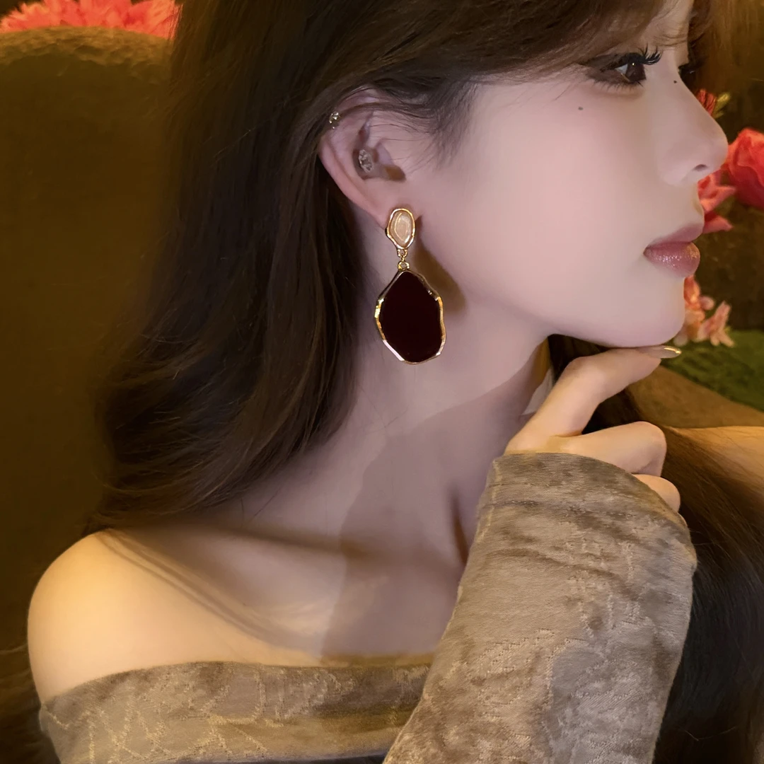 铜合金耳饰 复古法式几何不规则气质耳环时尚通勤百搭款耳饰