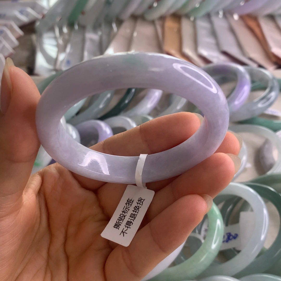 翡翠手镯未镶嵌紫色52