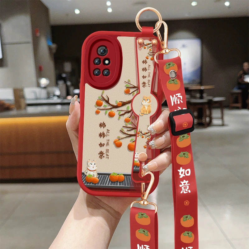 华为nova8手机壳nova8pro腕带挂绳nova8se防摔保护套适用柿柿如意