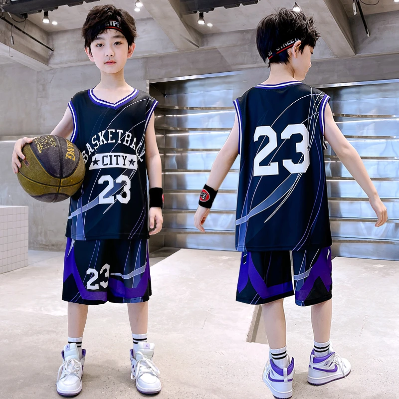 男童篮球服夏季套装中大儿童詹姆斯23号球衣青少年无袖速干训练服