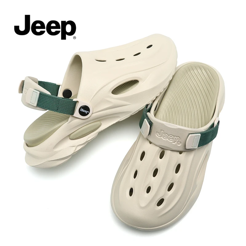 JEEP/吉普包头拖洞洞溯溪鞋男款夏季外穿厚底防滑凉拖鞋舒适软底