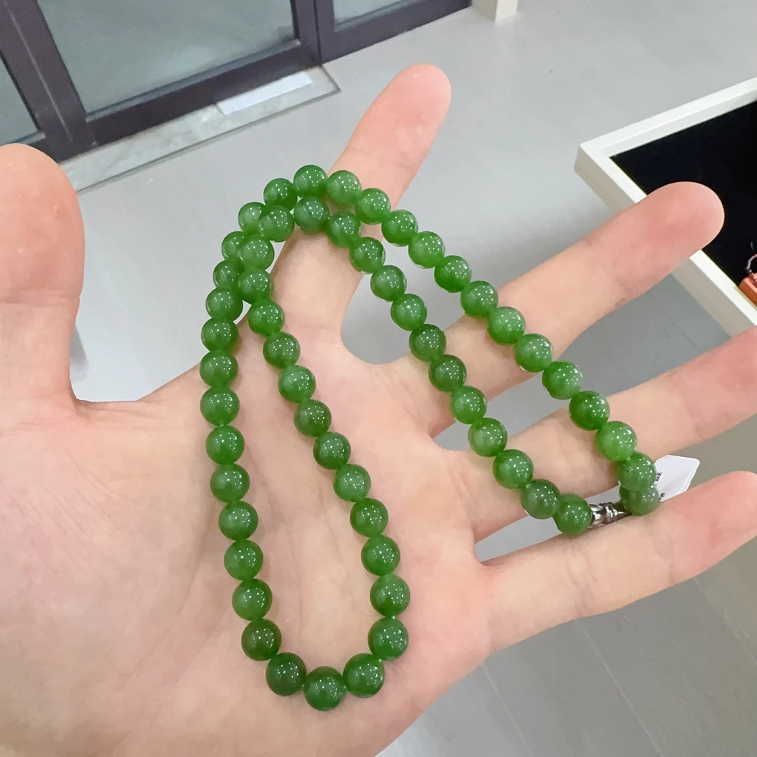 天然和田玉碧玉妈妈链项链约8mm左右多样性发其一wf