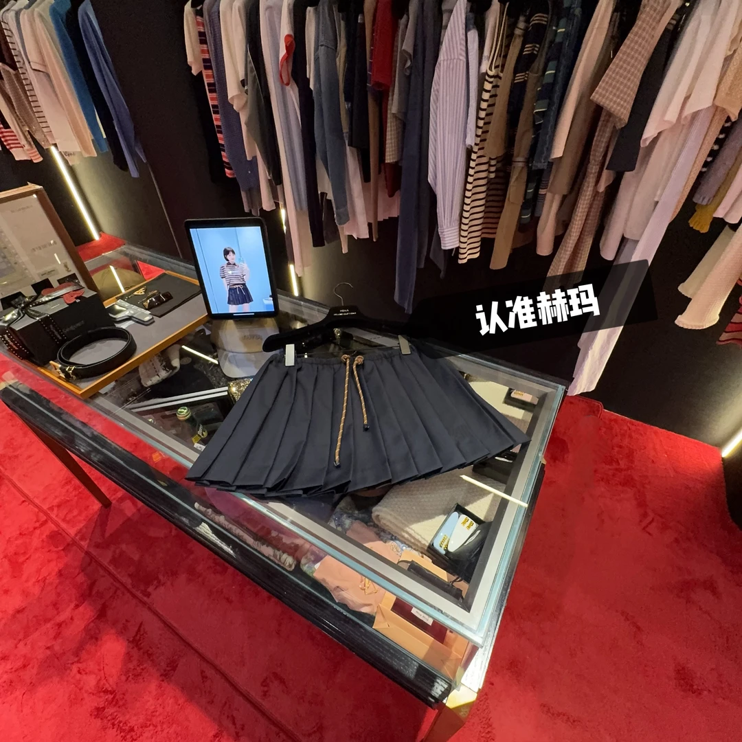 认准赫玛 25M 百褶抽绳学院半裙#冲浪绳贴布绣#1389上新