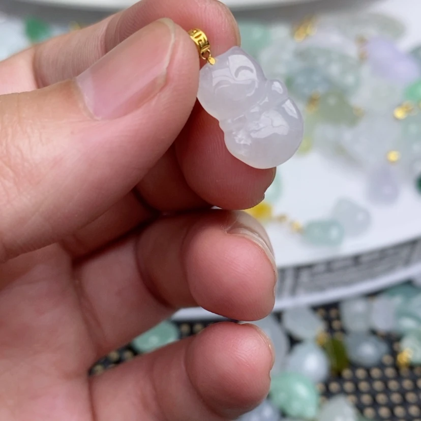 【闪购商品】翡翠吊坠(不含链)18K金镶嵌小猫