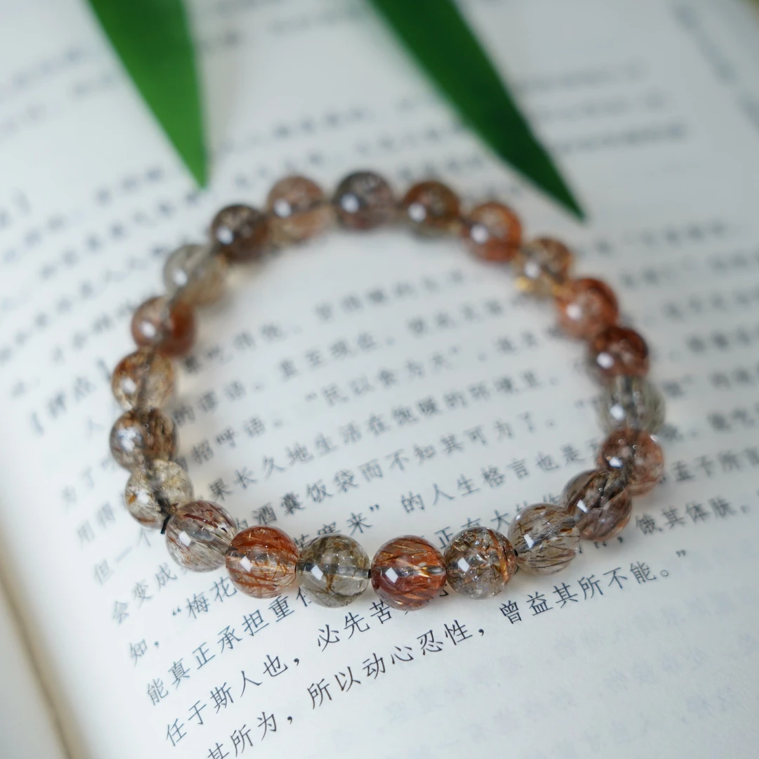 【睿泽赏宝】满矿黑金超七水晶手串 8mm SZB1002