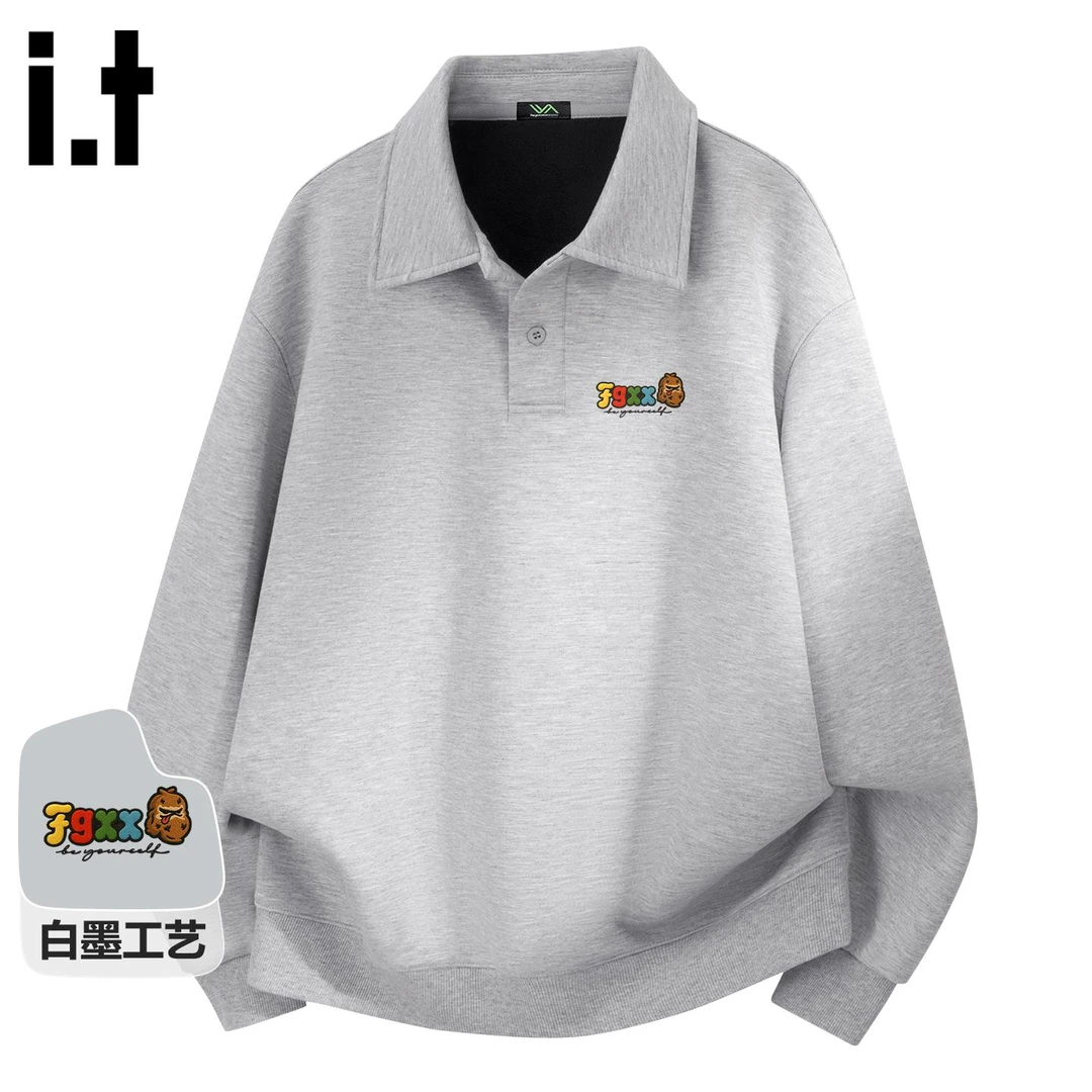 it FINGERCROXX美式翻领卫衣男款2025秋冬重磅宽松加绒外套情侣款