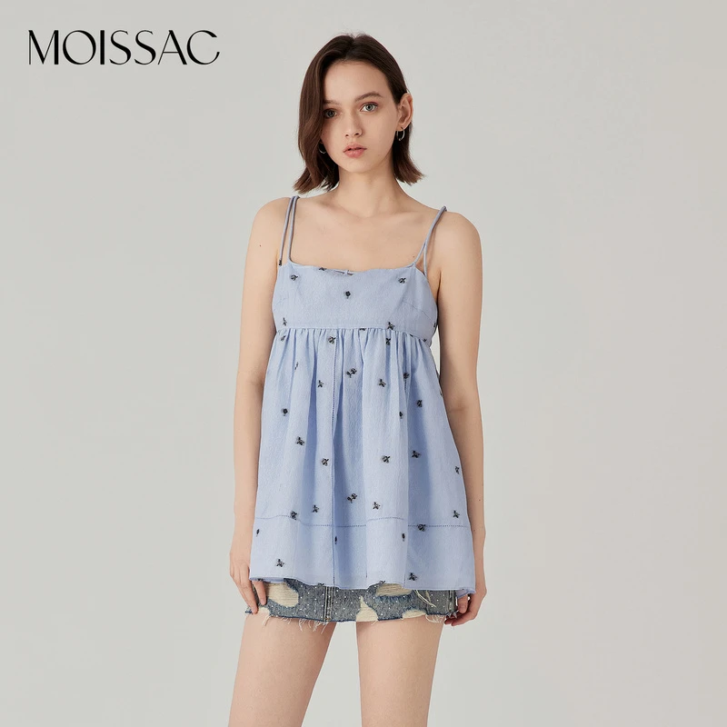 【若谷大大专属】MOISSAC夏提花刺绣伞摆吊带衬衫小衫上衣女
