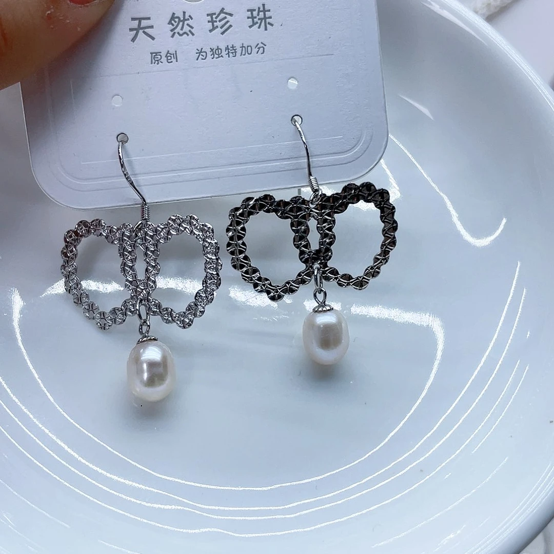 银S925镶嵌耳饰淡水珍珠