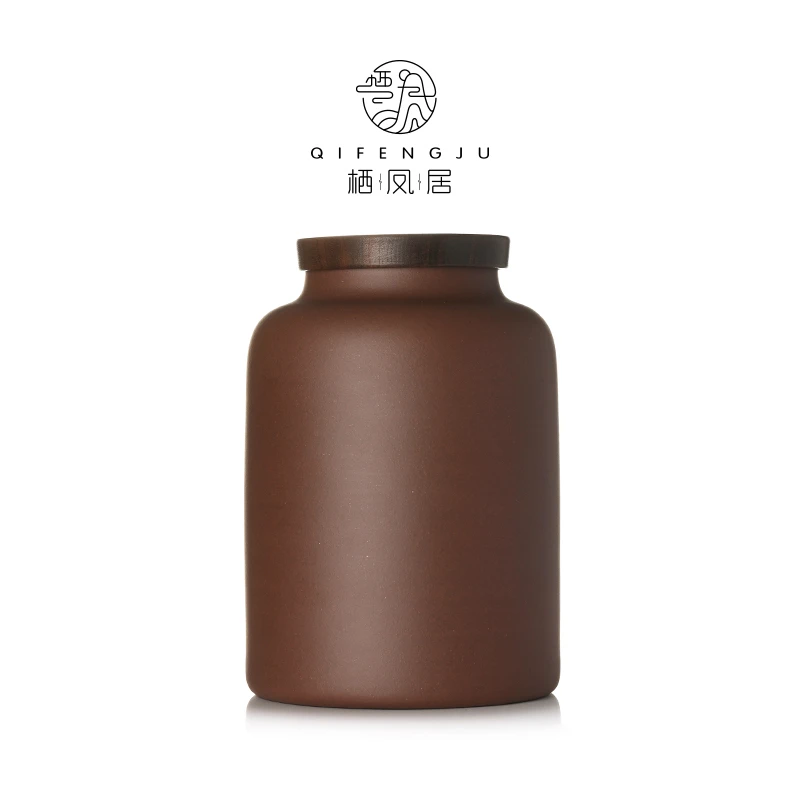栖凤居密封大号家用湿度计紫砂罐储藏醒茶茶叶罐中式高档储茶罐