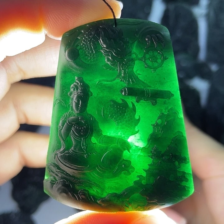 定制翡翠未镶嵌山水观音