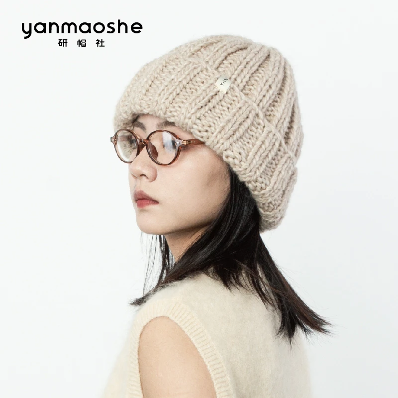 研帽社冬季宽松时尚粗针MX041防寒保暖女针织帽大小头围帽子