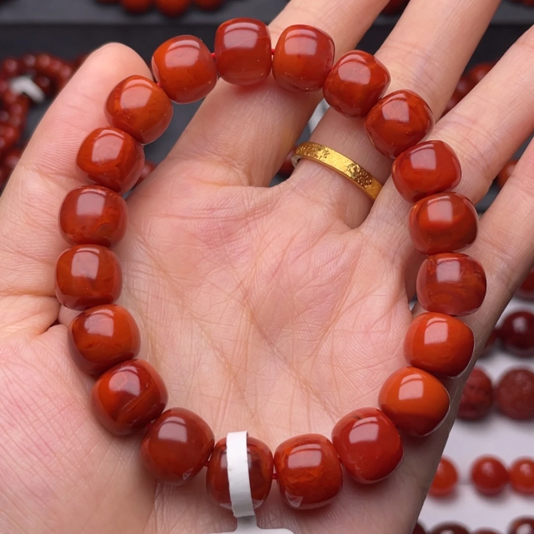 南红玛瑙未镶嵌手链11mm顶品瓦西火焰纹老型手串