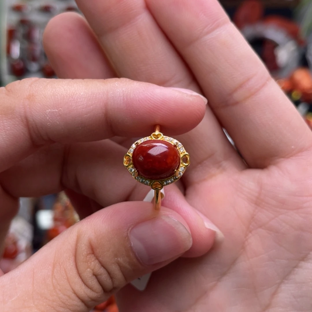 【闪购商品】银S925镶嵌戒指南红玛瑙