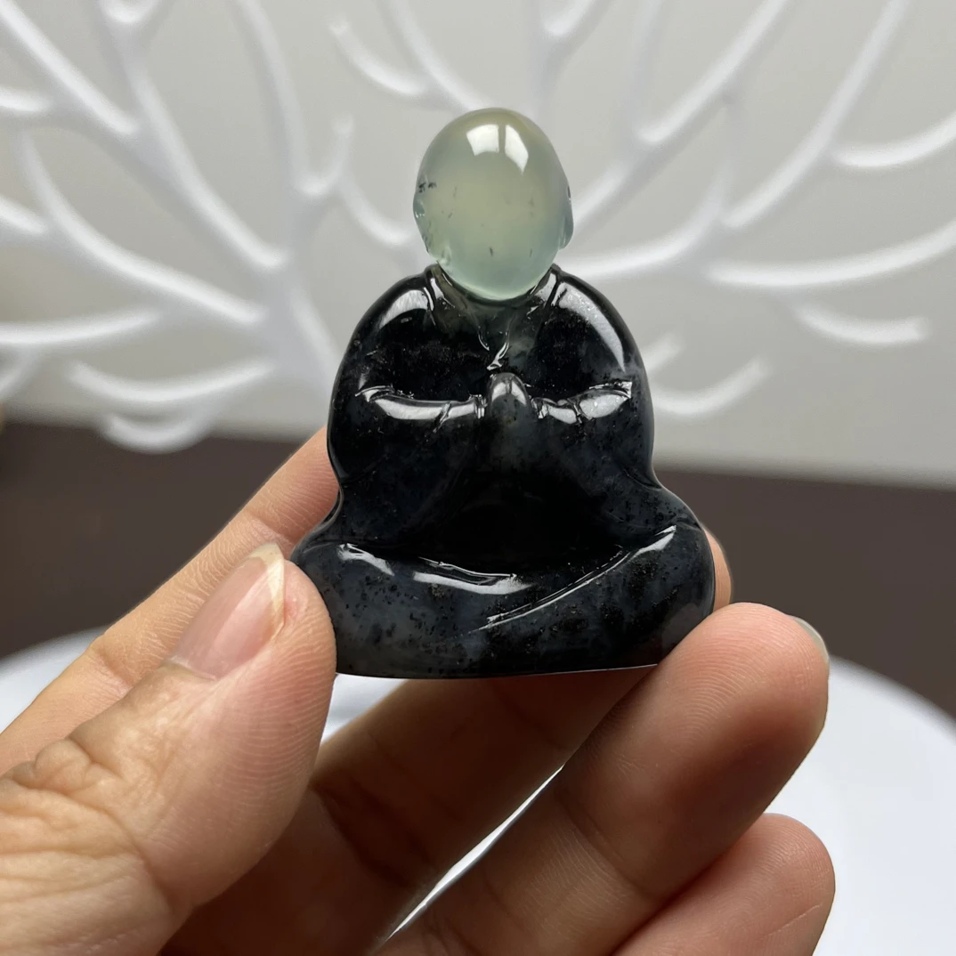 天然岫玉手工雕刻悟道小摆件