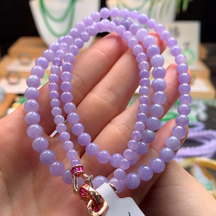 翡翠未镶嵌项链天然缅甸A货翡翠卡4.1-6.2mm