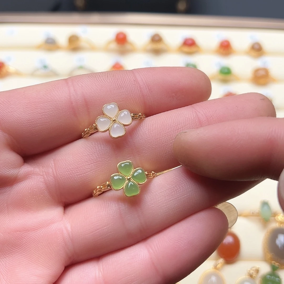 和田玉（糖玉）戒指银S925镶嵌