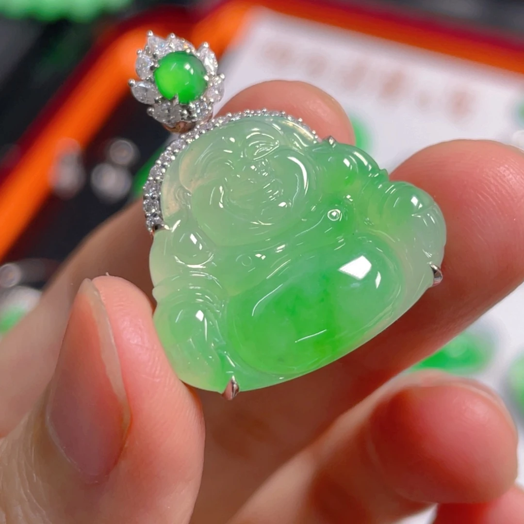 翡翠18K金镶嵌吊坠(不含链)