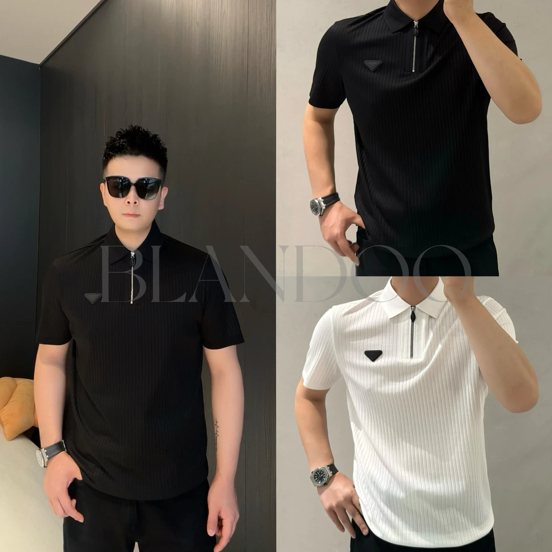 BLANDOO “半拉链Polo” 男士经典百搭三角标翻领条纹Polo衫111358