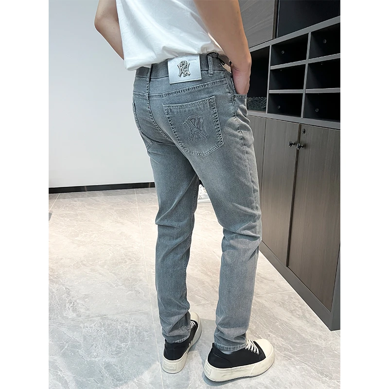 2025轻奢品质夏季薄款高端洗水深灰色牛仔裤男修身小直筒休闲裤男