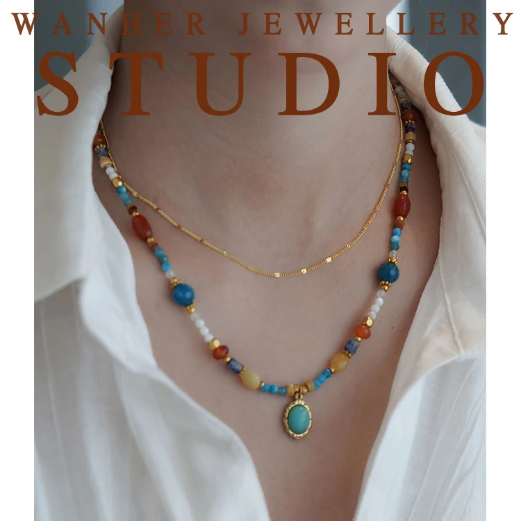 钛钢项链 【仲夏】原创设计彩色复古多巴胺项链轻奢百搭锁骨链X128