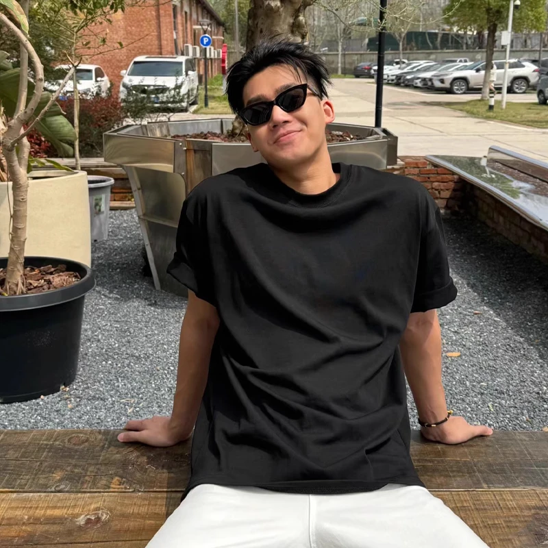 索罗娜双纱凉感短袖无性别穿搭直通宽松大码纯色圆领百搭T恤夏季