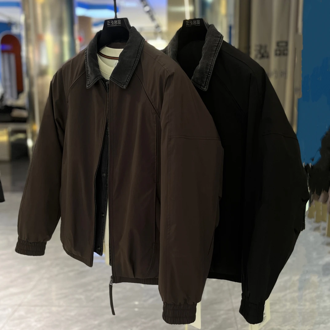 日系复古冬季假两件韩版立领羽绒服男士90绒潮牌休闲百搭保暖外套