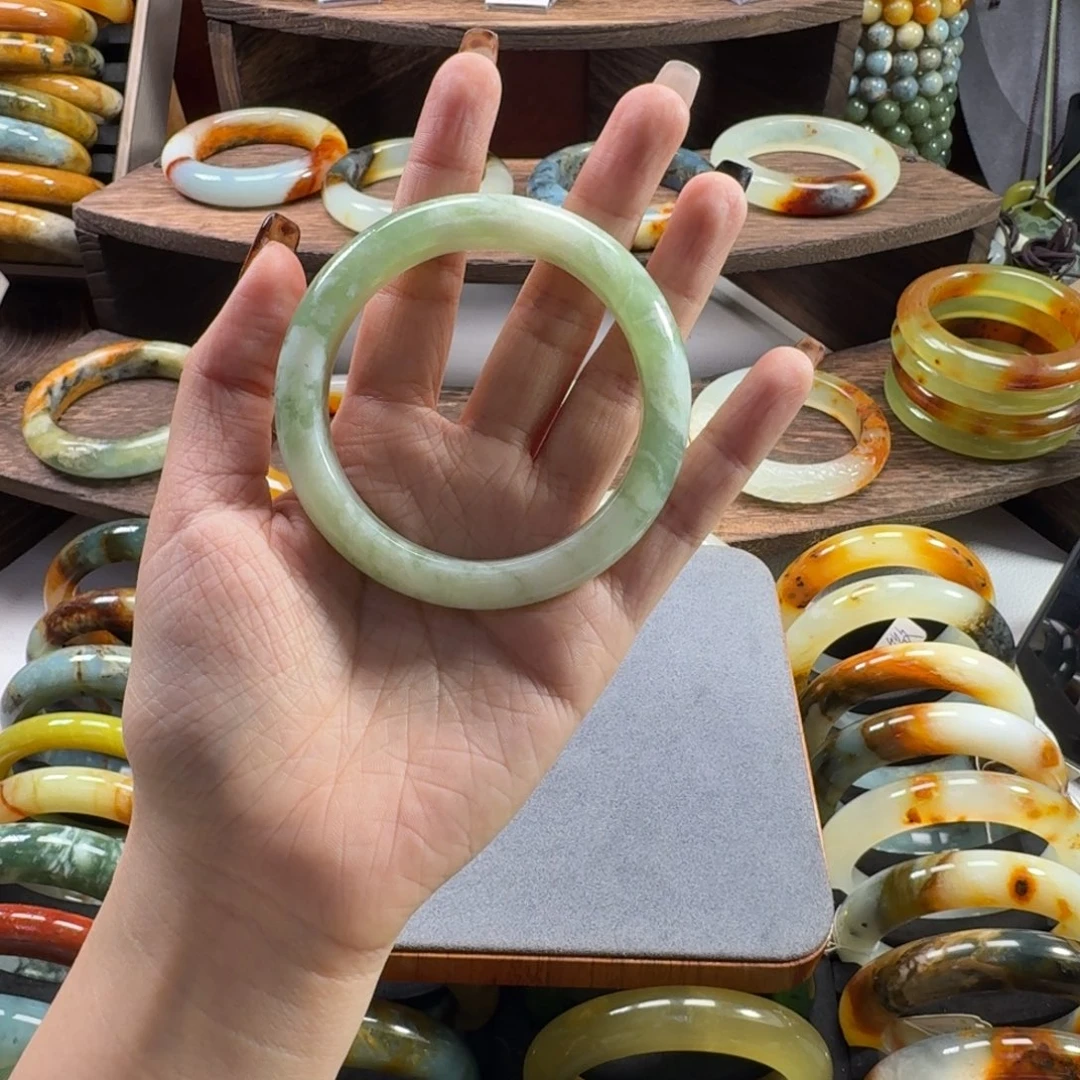 乄***默蛇纹石玉合金手镯微瑕