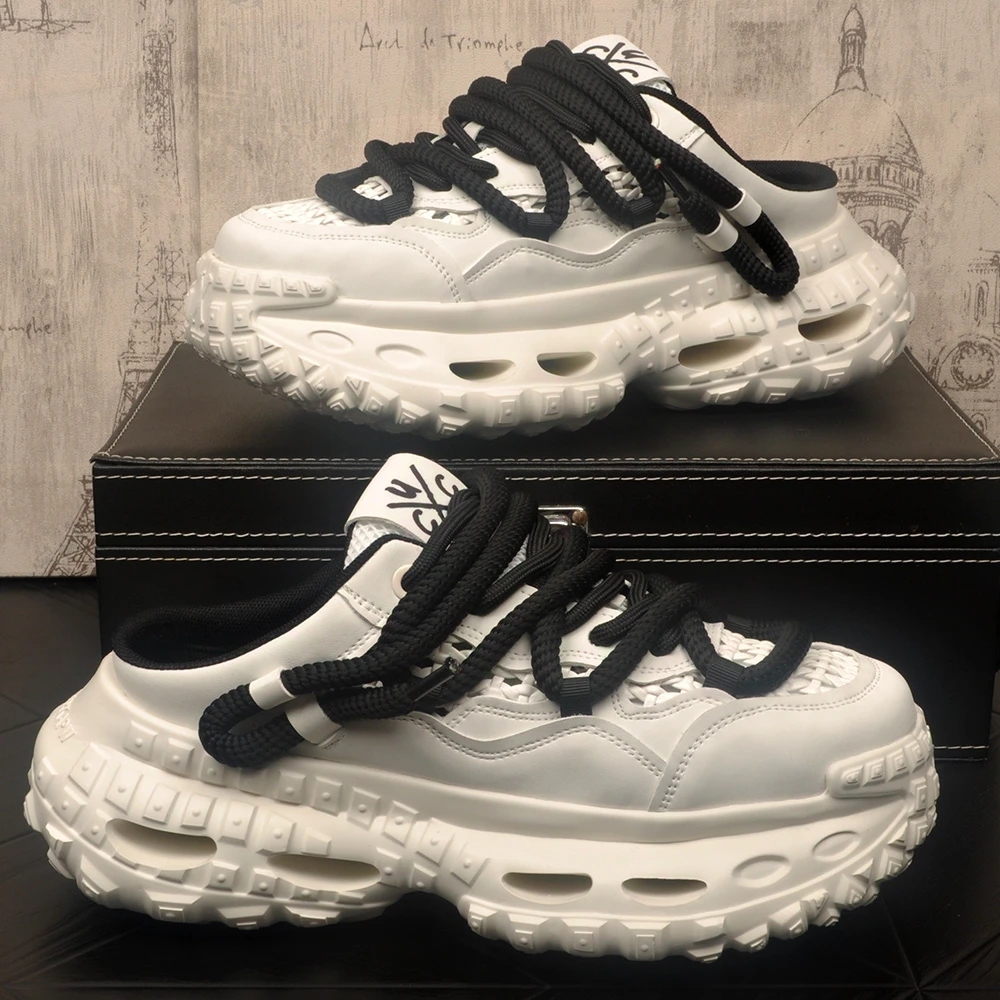 2025夏季新款网面鞋男士包头半拖网红休闲风运动拖鞋百搭包头拖潮