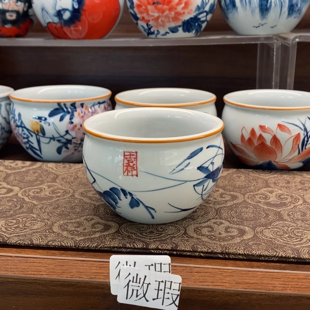釉下彩老陶泥手工绘制