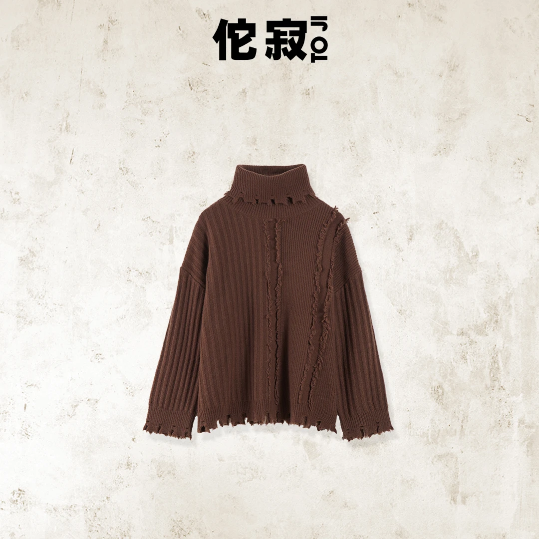 TOJI佗寂超细美利奴羊毛针织烂边毛衫高领毛保暖百搭女士AEO3S582