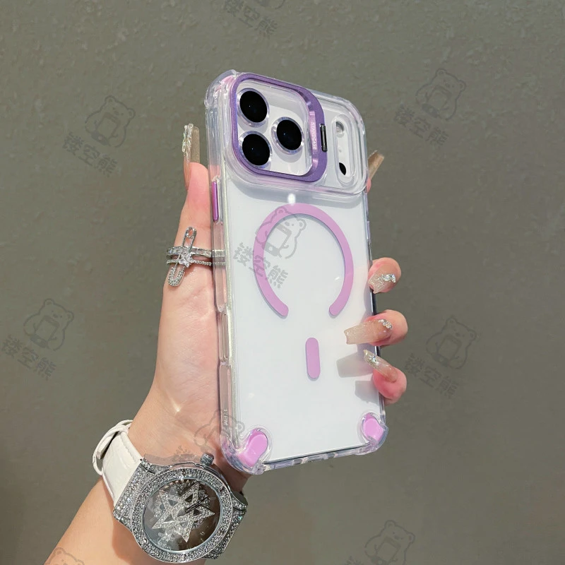 秒变iPhone17磁吸镜头框支架适用苹果16手机壳气囊15pro防摔全包