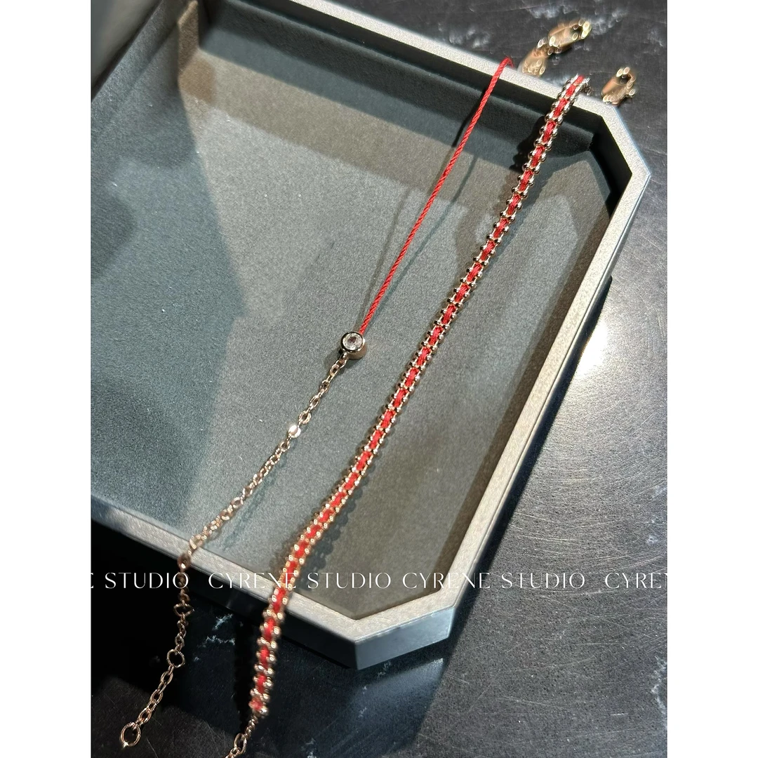 铜合金手链 幸运金色红色编织手绳简约百搭