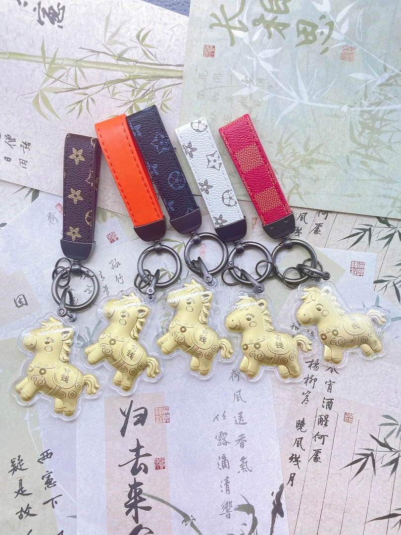 含金工艺品中国金店马上有钱暴富小金马钥匙扣包包挂饰送女友礼物
