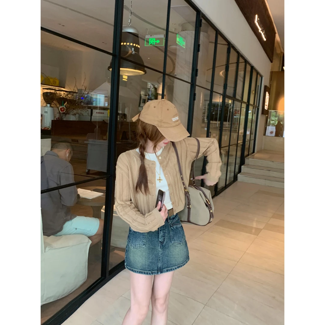 切糕自制【栗子烤奶】小个子初秋女流光风纯欲慵懒感百搭开衫毛衣