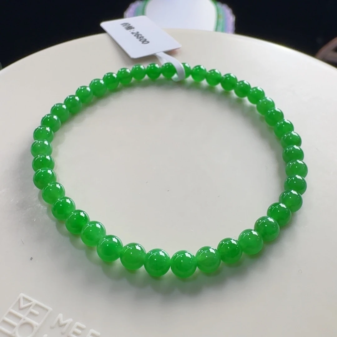 未镶嵌手链翡翠性价比超高！！满色阳绿单圈卡3.9-4.4mm