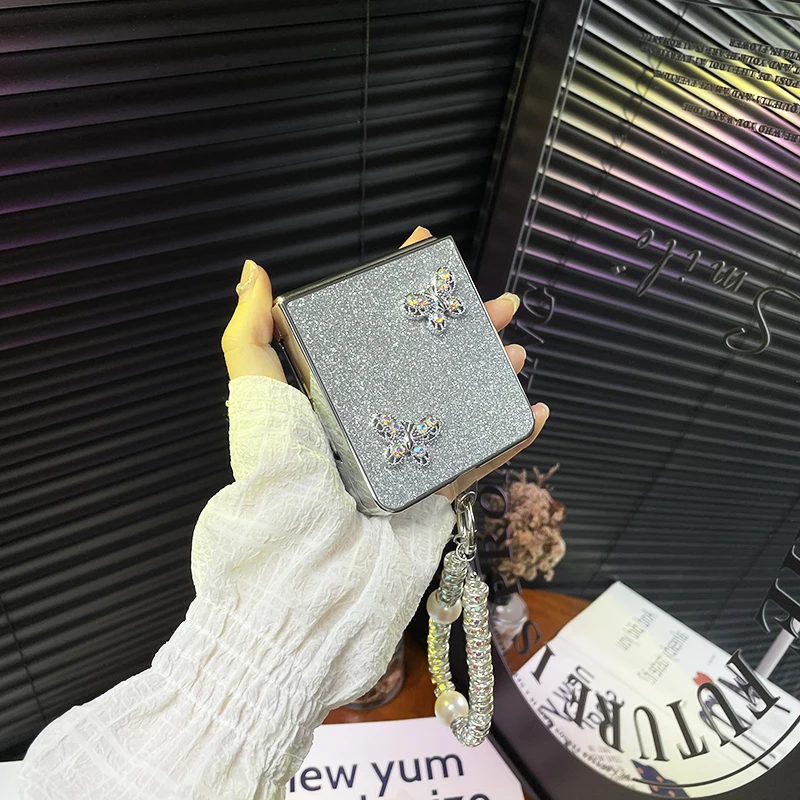 适用于oppofindn2flip手机壳DIY蝴蝶闪粉电镀保护壳N3FLIP高档女