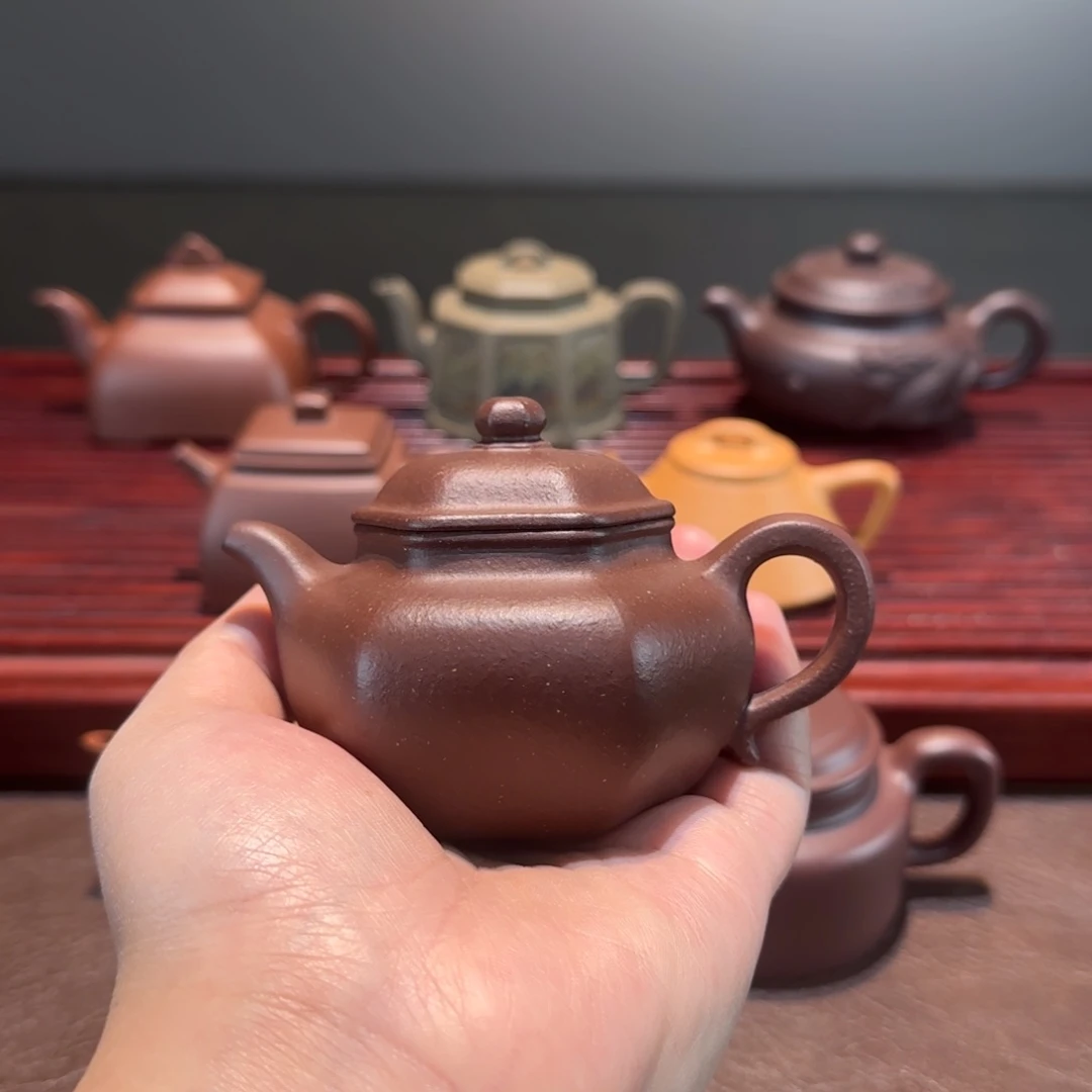 紫砂茶壶小***g底槽青六角莲子