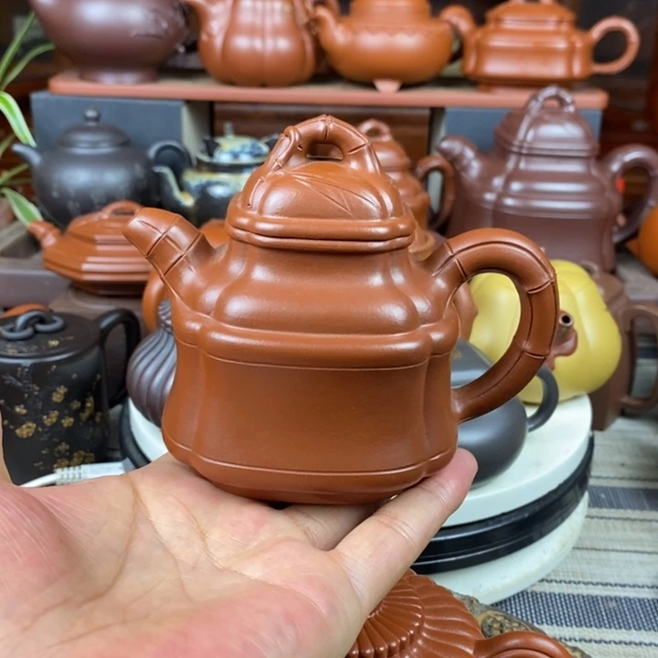 茶壶紫砂竹鼎200-260-350cc原矿赵庄朱泥特价