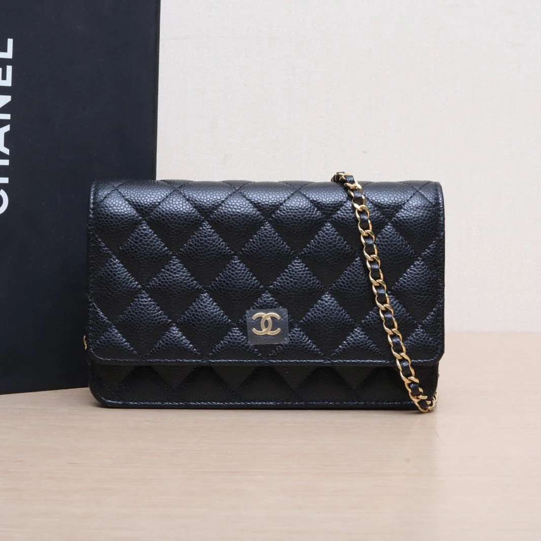 99新 Chanel/香奈儿 【娇】CF WOC 黑色 荔枝皮革C 芯片开 金扣