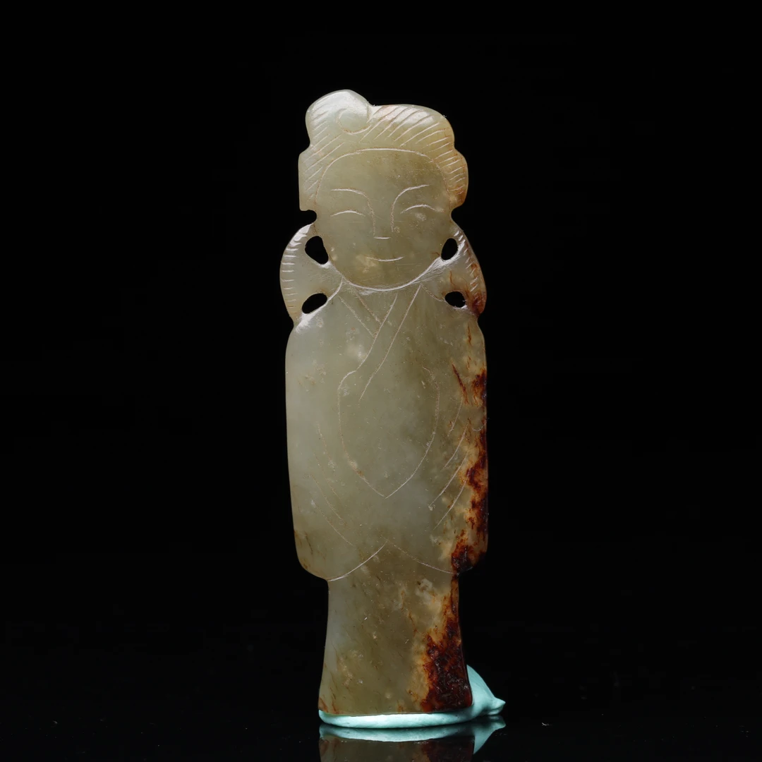 【臻】{库出}和田玉玉人俑