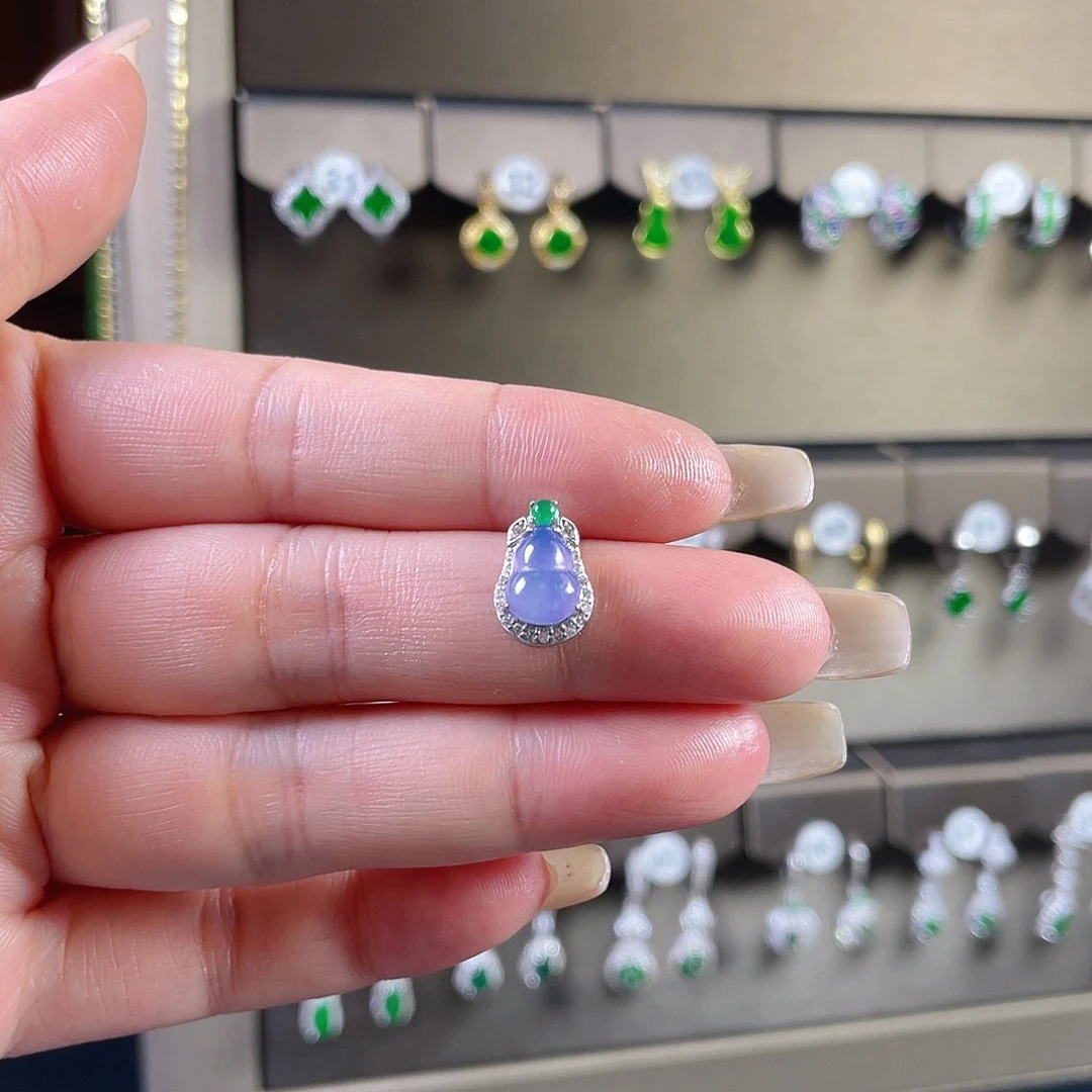 兰***翡翠银S925镶嵌耳饰翡翠